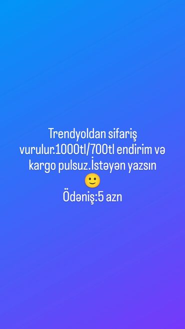 tibb bacisi vakansiya 2023: Trendyoldan sifariş verdikdə 70%endirim isteyenler yazsın.Ödənişlidir