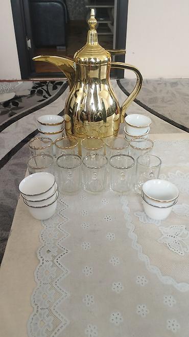 qızıl gullər: Çay dəsti, rəng - Qızılı, Şüşə — 1