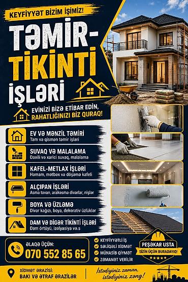 темир алгандар: Təmir–Tikinti Xidmətləri Peşəkar briqada ilə ev və mənzillərin tam və — 1