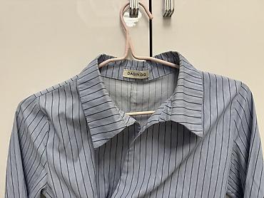 pull bear: Женская рубашка DAQIN.DQ - Цвет: светло-голубой с тонкой вертикальной — 2