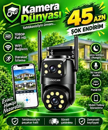 iphone 11 original adapter: Təhlükəsizlik kameraları 📹 SZSINOCAM 2 Linzalı Wi-Fi Təhlükəsizlik — 1