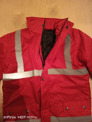 дождевик купить в баку: Yüksək görünürlüklü iş gödəkçəsi 46 razmer - Rəng: qırmızı - Geniş