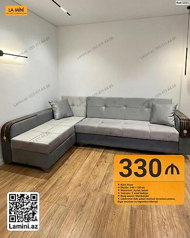 Künc divan – Kod: 5323 - Ölçülər: 240 × 150 sm - Mexanizm: açılan