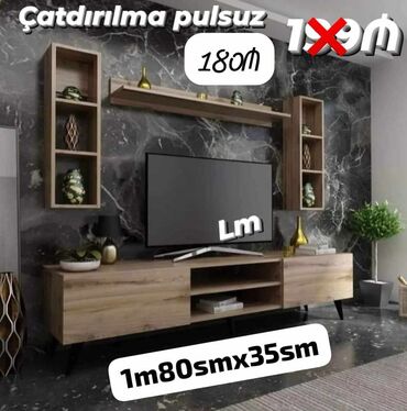 tv stend qiymetleri: Yeni, Düz TV altlığı, Polkalı, Laminat