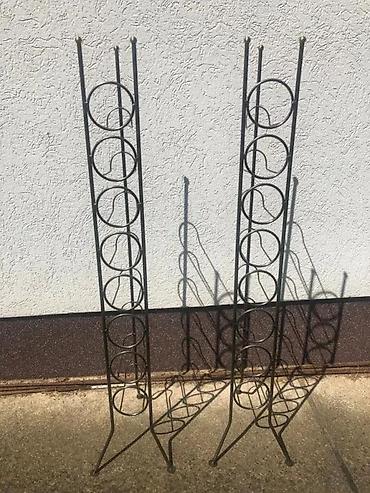 Ostali stilski dekor: Metalni stalak za vino – set od 2 komada - Materijal: čelik/kovano — 1