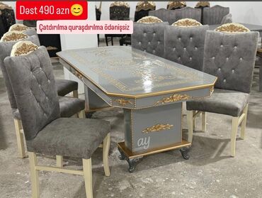 стеклянный стол: Для гостиной, Новый, 6 стульев