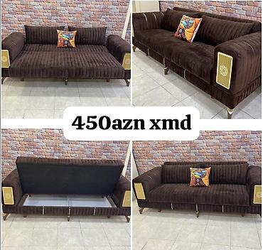 Divanlar: Tek divan – 450 AZN - Müasir dizayn: dərin kapitone tikişlər, qızılı — 22