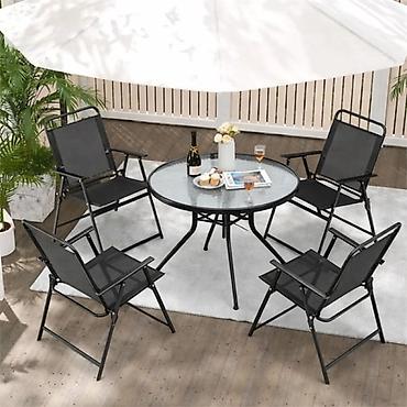 sto 90x90: Baštenski set sto okrugli i sklopive stolice za 4 osobe 24-SA0124C — 1