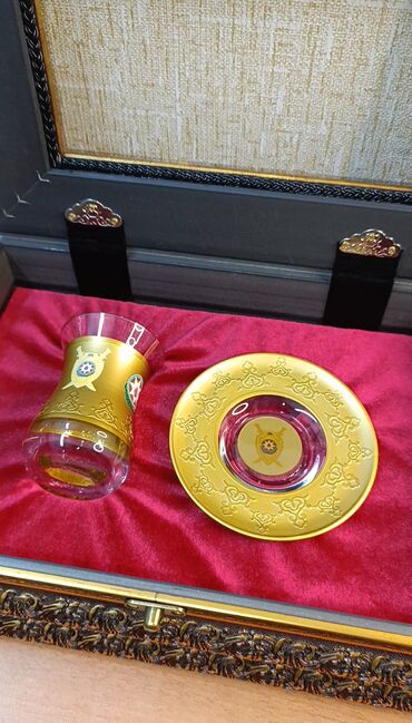 Çay dəstləri və servizlər: Çay dəsti, rəng - Qızılı, Şüşə, 126 nəfərlik, Azərbaycan — 9