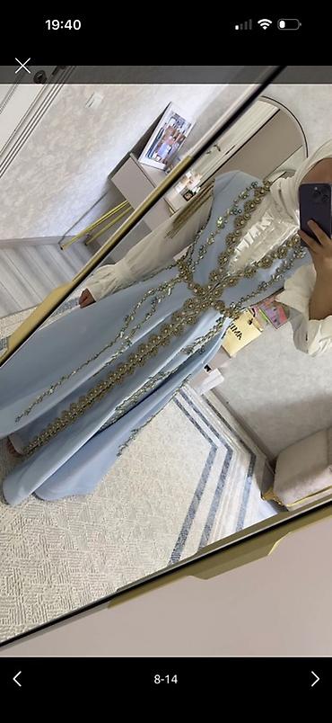 Вечерние платья: Платье в пол - Цвет: нежно-голубой. - Силуэт: расклешённая юбка — 8