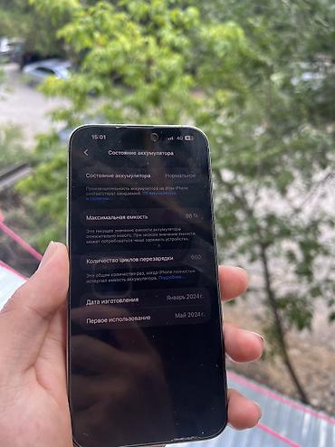 iphone 17e: IPhone 15 Pro Max, Б/у, 256 ГБ, Серебристый, Зарядное устройство, 98 % — 2