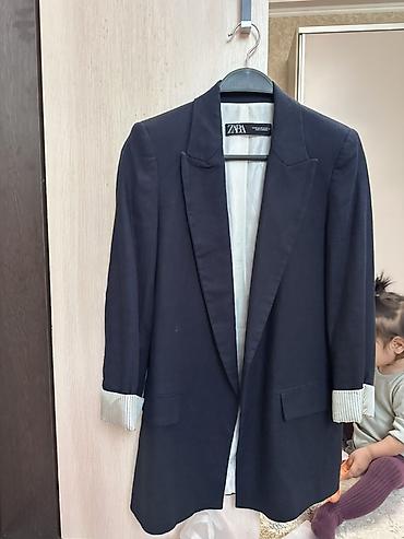 блейзеры: Женский удлинённый пиджак ZARA - Цвет: тёмно-синий (близкий к — 2
