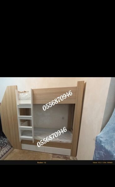 İkimərtəbəli uşaq çarpayıları: Oğlan və qız üçün, Yeni, Çarpayı, Matras ilə, Siyirməli, Laminat — 18