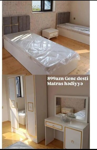 Sifarişlə çarpayılar: Oğlan və qız üçün, Yeni, Təknəfərlik çarpayı, Yazı masası, Dolab, Termo