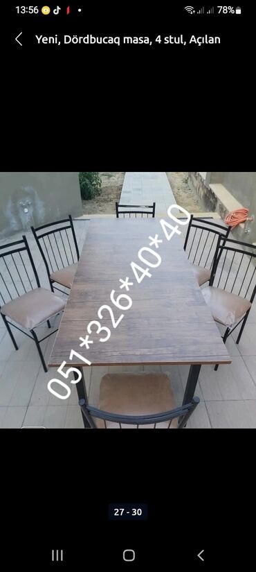 Bağ, çöl masa və oturacaq dəstləri: Yeni, Dördbucaq masa, 8 stul, Açılmayan, Stullar ilə, Metal, Azərbaycan -da lalafo.az — 11 Bağ, çöl masa və oturacaq dəstləri: Yeni, Dördbucaq masa, 8 stul, Açılmayan, Stullar ilə, Metal, Azərbaycan — 11