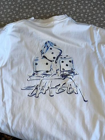 Футболки: Футболка Stussy, белая, хлопок. - Материал: 100% cotton (ярлык: Made — 4