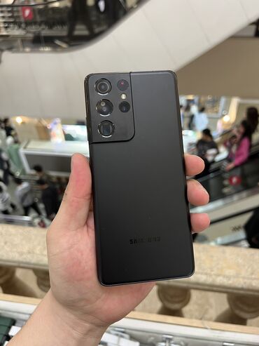 телефон s21: Samsung Galaxy S21 Ultra, Б/у, 256 ГБ, цвет - Черный, 1 SIM