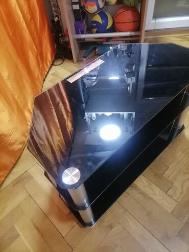 Komode: Polica staklena za TV neoštećena Oko 80 /40 /50 visina Staklo u boji — 9