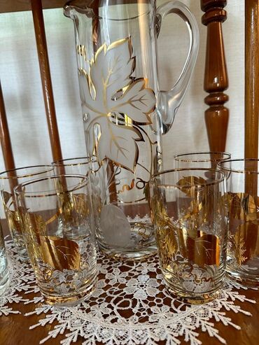 посуда набор: Кувшин со стаканами "Богемия" производства Чехословакия. Щедрое
