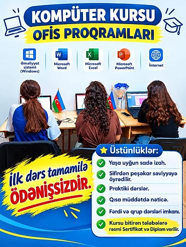 Kompüter kursları: Kompüter kursu: Microsoft Office, Fərdi, Qrup — 1