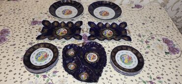 Nahar dəstləri və servizlər: Nahar dəsti, rəng - Göy, Farfor — 12