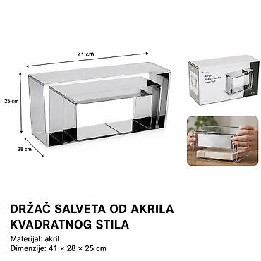 Držač salveta od akrila – kvadratnog stila - Materijal: akril