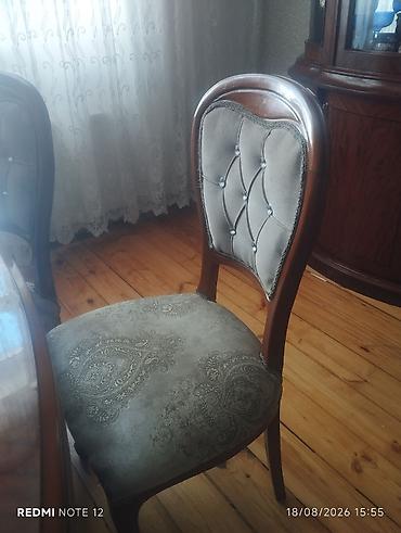 demir stol stullar: Qonaq otağı stol və stul desti təmiz qoz ağacından stol açılır 6eded — 3