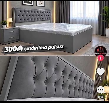 Mebel dəsti – yumşaq başlıqlı iki nəfərlik çarpayı - Rəng: boz lalafo.az -da Mebel dəsti – yumşaq başlıqlı iki nəfərlik çarpayı - Rəng: boz