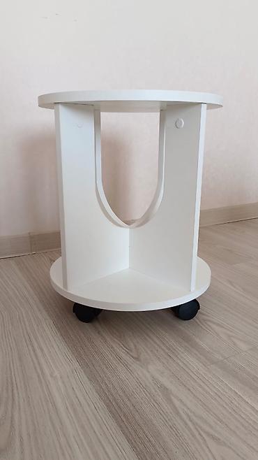 study table: Журнальный стол, Новый, Круглый, С колесиками, цвет - Коричневый — 5