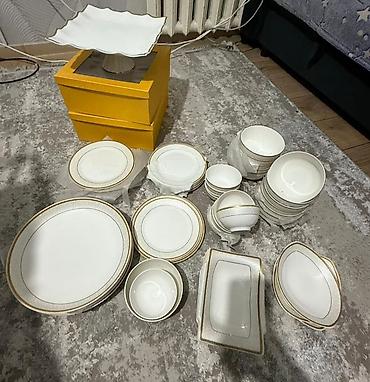 Наборы посуды: Фарфоровый столовый сервиз с золотым кантом 24 персоны Состав и — 8