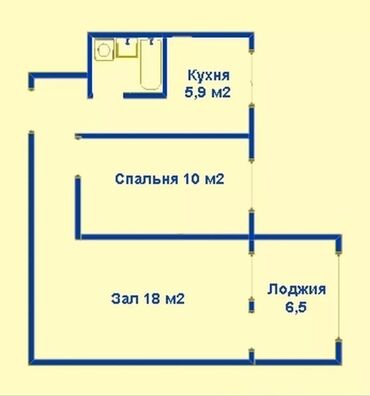 купить двухкомнатную квартиру в бишкеке: 2 комнаты, 43 м², 104 серия, 3 этаж, Старый ремонт