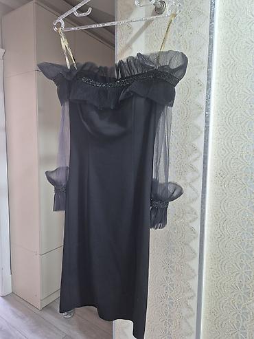 tufliler: Qara zərif ziyafət donu - Stil: Off-shoulder (çiyinlər açıq) — 2