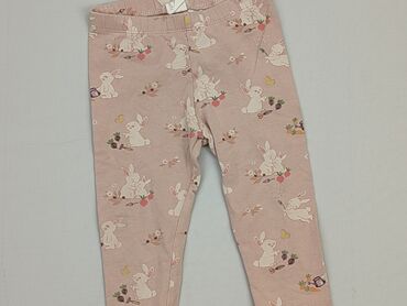 różowe legginsy: Legginsy, H&M, 9-12 m, stan - Dobry