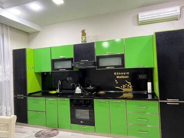 su dalgasi: Mətbəx mebeli dəsti – yaşıl/qara dizayn - Rəng: parlaq yaşıl və qara