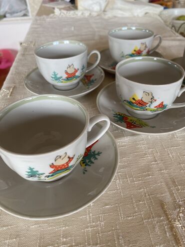 çay servis: Çay dəsti, rəng - Ağ, Farfor, 6 nəfərlik, Rusiya