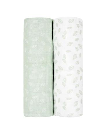 joop patike: KikkaBoo Pelene od muslina – set 2 komada, 80 x 80 cm, Leaves Mint - — 1