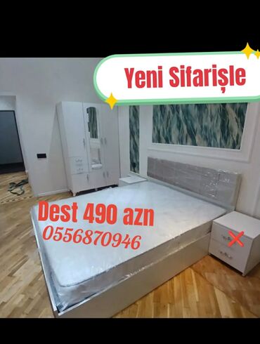 Sifarişlə oturacaqlar: Bu yataq otağı mebel dəstinə iki tərəfli çarpayı, matras, komod, şkaf