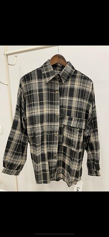 pull bear: Рубашка, Классическая модель, Оверсайз, В клетку, Китай — 3