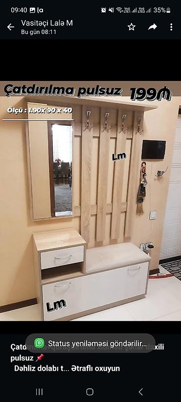 Sifarişlə mebel: *Çatdırılma+quraşdırılma xidməti şəhər daxili pulsuz* 📌 *Dəhliz — 1