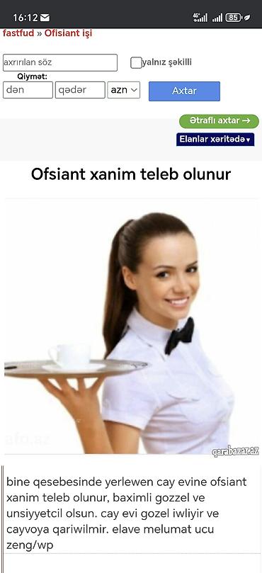 pub vakansiya: Ofisiant tələb olunur, Kafe — 1