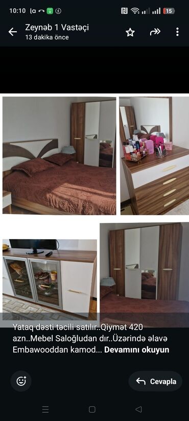 Mətbəx mebeli: Yataq dəsti təcili satılır. Qiymət 420 azn. Mebel Saloğludan