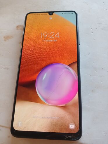 телефон с определителем номера: Samsung Galaxy A32, rəng - Qara, Barmaq izi