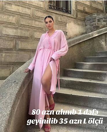 Şəxsi əşyalar: Pudra-çəhrayı maxi don - Ölçü: L - Uzun kəsim, yan yırtmac - Yumşaq — 1