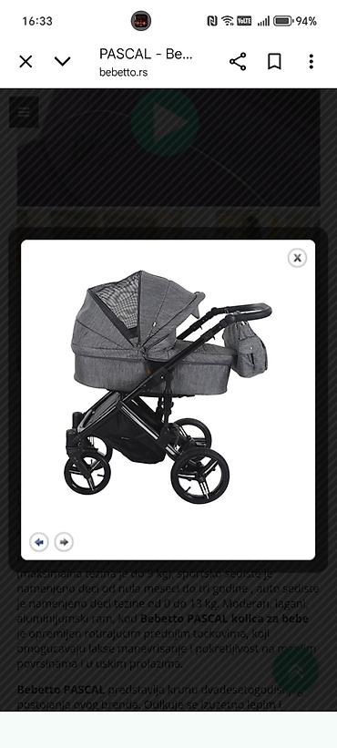 Kolica za bebe: Bebetto dečija kolica 3u1, tamno siva– auto sedište jaje-sinteza — 6