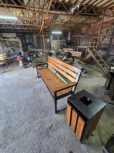 каменные доски: Скамейка Со спинкой, Без крыши — 2