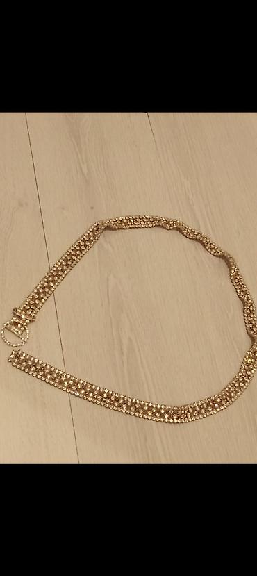 qayiş: Qızılı rəngli zəncir kəmər - Parlaq rhinestone/kristal daşlarla tam — 1