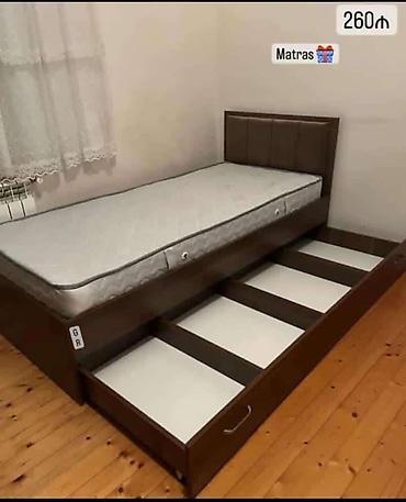 mebel tutacaqlari: Çarpayı Tək nəfərlik yataq dəsti - Rəng: tünd qəhvəyi karkas — 1