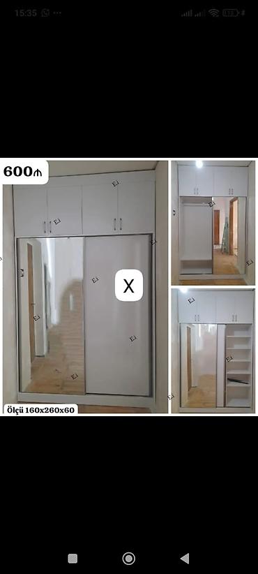 kupə: Güzgülü kupe dolab - Ölçü: 160 x 260 x 60 sm - Üst hissədə əlavə — 1
