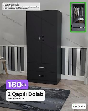 Mebel: 2 qapılı geyim dolabı - Ölçü: 47×200×90 sm - Material: 18 mm laminat — 1