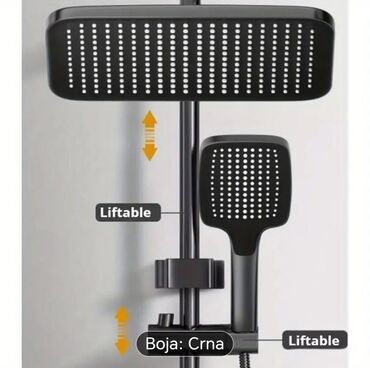 Ostale sanitarije: Tuš sistem 4-u-1 – boja: crna - Gornja “kišna” tuš ruža 11" za širok — 6